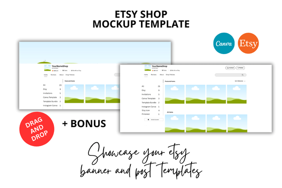 2 + Bonus! Etsy Shop Mockup Template: Elevate Your Listings