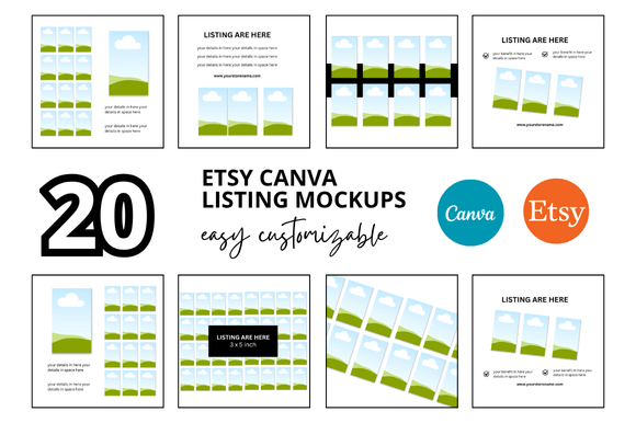 20 Flash Card Etsy Listings Mockup: Professional Presentation