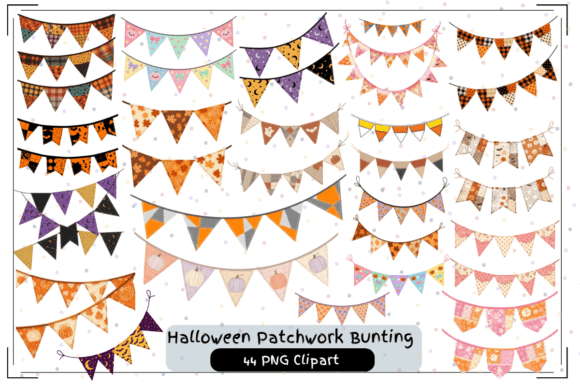 44 Halloween Patchwork Bunting: A Versatile Clipart Collection