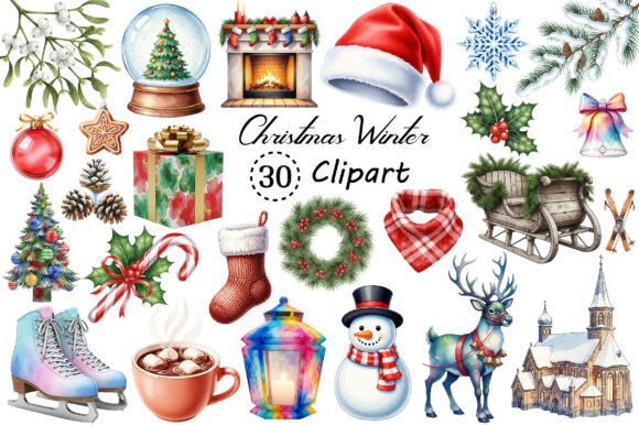 Christmas Timeless Winter Clipart PNG: Your Holiday Design Toolkit