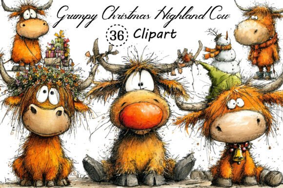 Grumpy Christmas Highland Cow Clipart: A Designer's Guide to Festive Charm