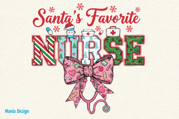 Santa's Favorite Nurse Christmas PNG: Festive Design for Healthcare Heroes