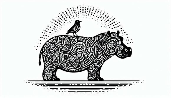 The Charming Appeal of Hippo with a Bird on Its Back