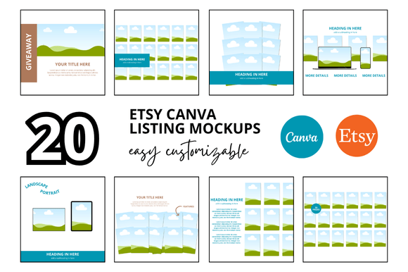 Transform Your Etsy Shop with 20 Printables Etsy Listings Mockup