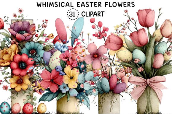 Whimsical Easter Flowers Png Clipart for Creative Projects